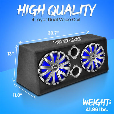 Pyle 10 Inch 1100 Watt Slim Mount Truck Audio Dual Bass Subwoofer Box System - VMInnovations