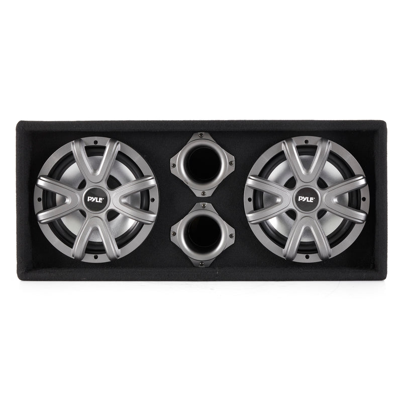 Pyle 10 Inch 1100 Watt Slim Mount Truck Audio Dual Bass Subwoofer Box System