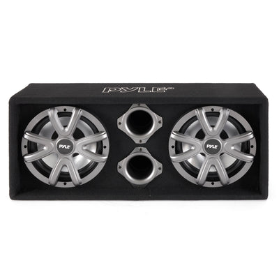 Pyle 10 Inch 1100 Watt Slim Mount Truck Audio Dual Bass Subwoofer Box System