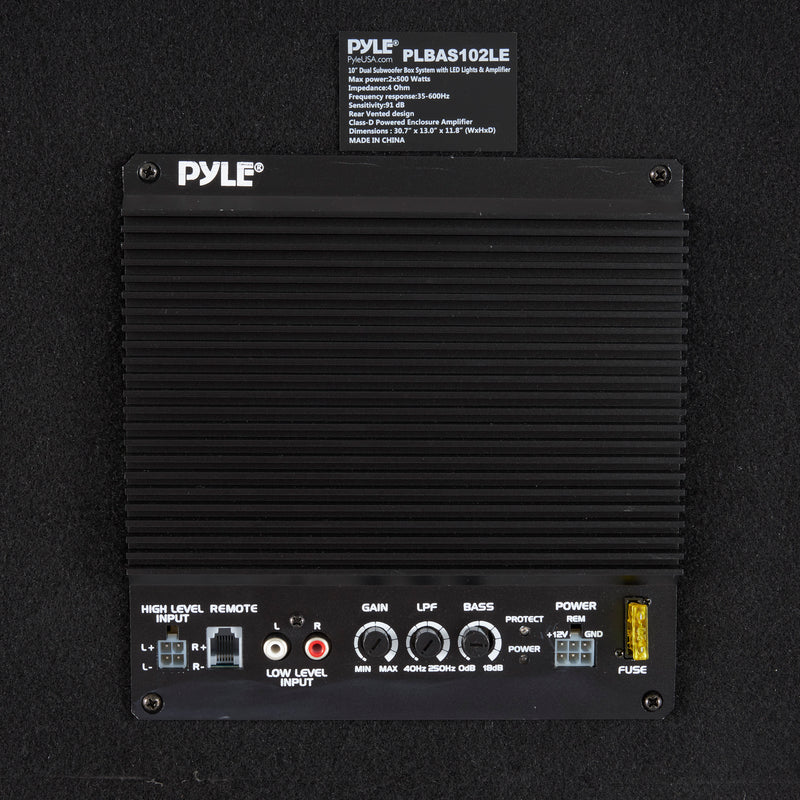 Pyle 10 Inch 1100 Watt Slim Mount Truck Audio Dual Bass Subwoofer Box System