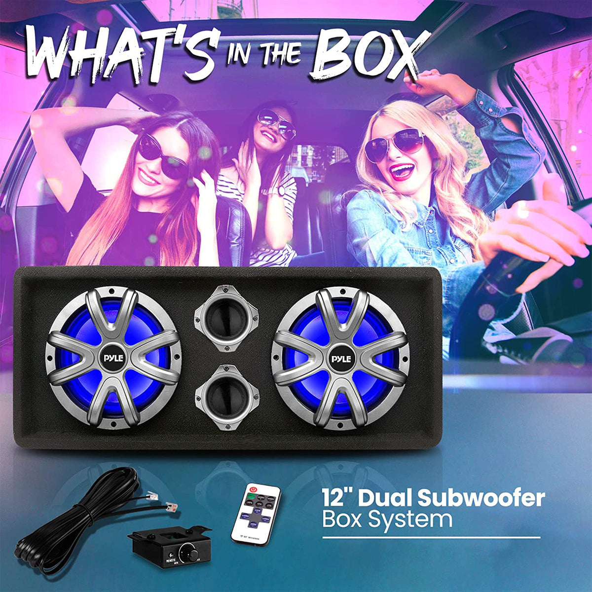 Pyle 12 Inch 600 Watt Mount Car Audio Subwoofer Enclosure Box with LED Lights - VMInnovations