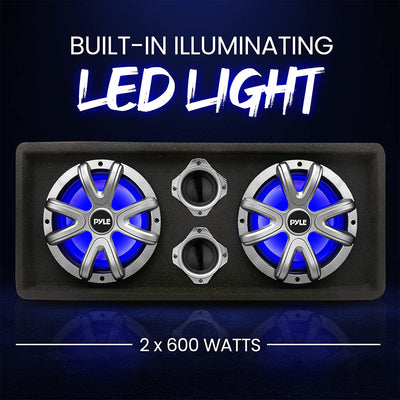 Pyle 12 Inch 600 Watt Mount Car Audio Subwoofer Enclosure Box with LED Lights - VMInnovations