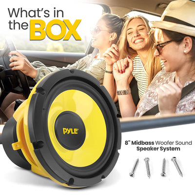 Pyle 400W 8 Inch Pro Midbass Woofer Audio Sound Speaker System for Car Stereo