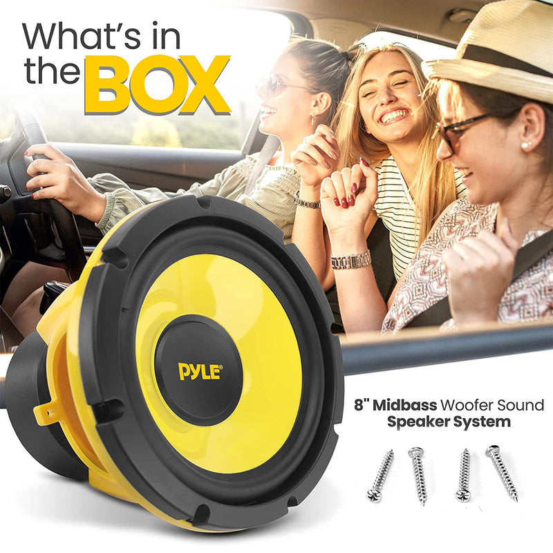 Pyle 400W 8 Inch Pro Midbass Woofer Audio Sound Speaker System for Car Stereo