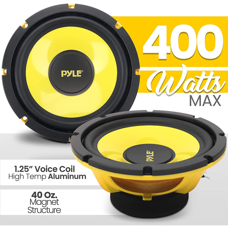 Pyle 400W 8 Inch Pro Midbass Woofer Audio Sound Speaker System for Car Stereo