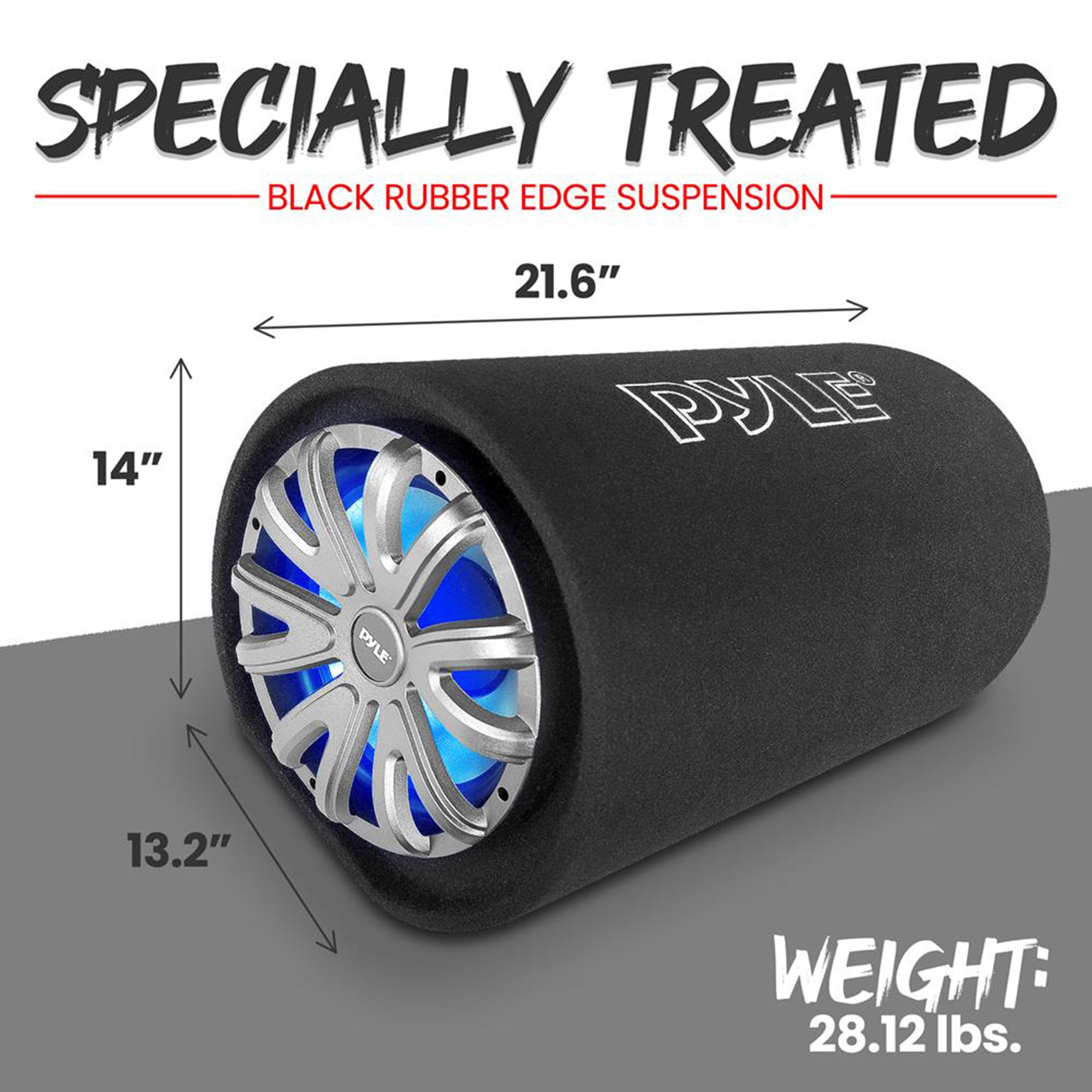 Pyle 12-Inch 600W Enclosed Carpeted Car Audio Subwoofer Tube Speaker System - VMInnovations