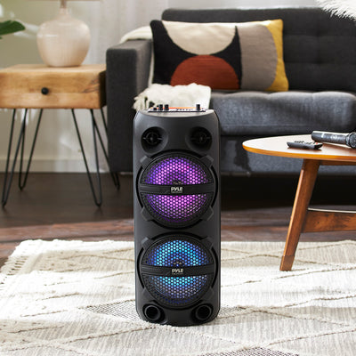 Pyle Portable Bluetooth Rechargeable Karaoke System w/ Wireless Mics (Open Box)