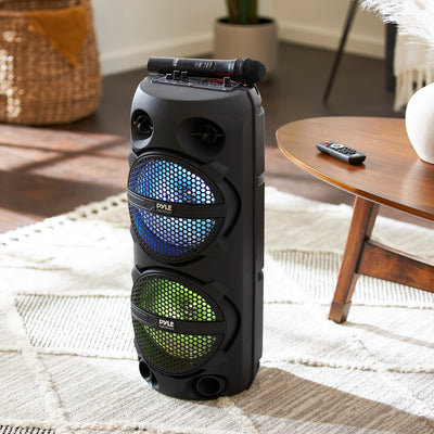 Pyle PPHP2614B 200 Watt Portable Bluetooth Speaker System w/ Microphone, 2 Pack