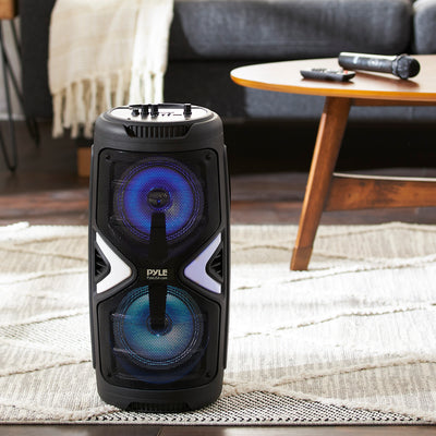 Pyle Portable Bluetooth Rechargeable Karaoke System with Wireless Mics (2 Pack)