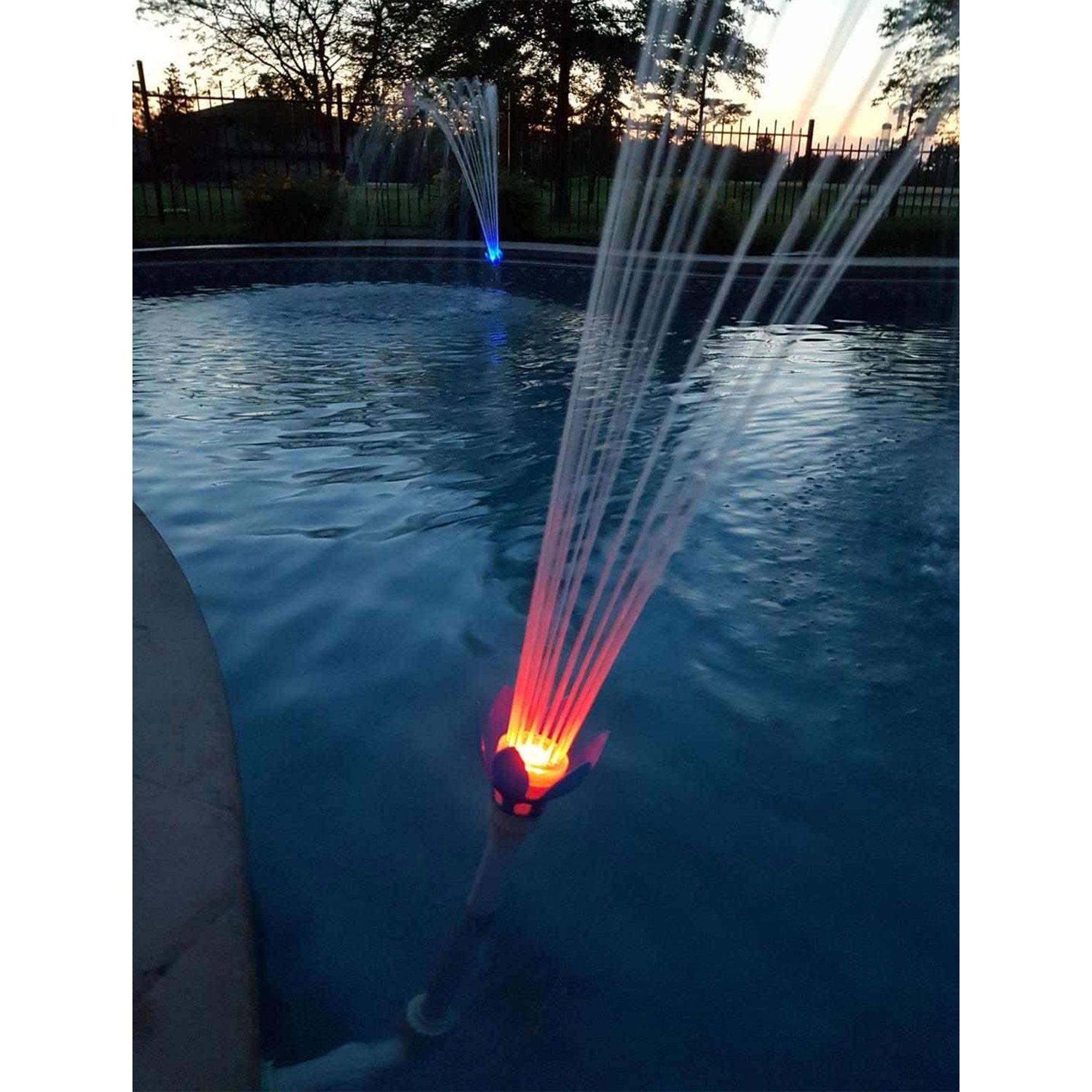 Magic Pool Fountain Water Fountain w/Bulb (2 Pack) & Comfy Floats Sun Disc Float