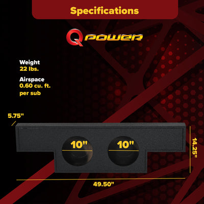 QPower Dual 10" Sub Box for Chevy Silverado 1500, GMC Sierra 1500 (Non-HD) 04-06 - VMInnovations