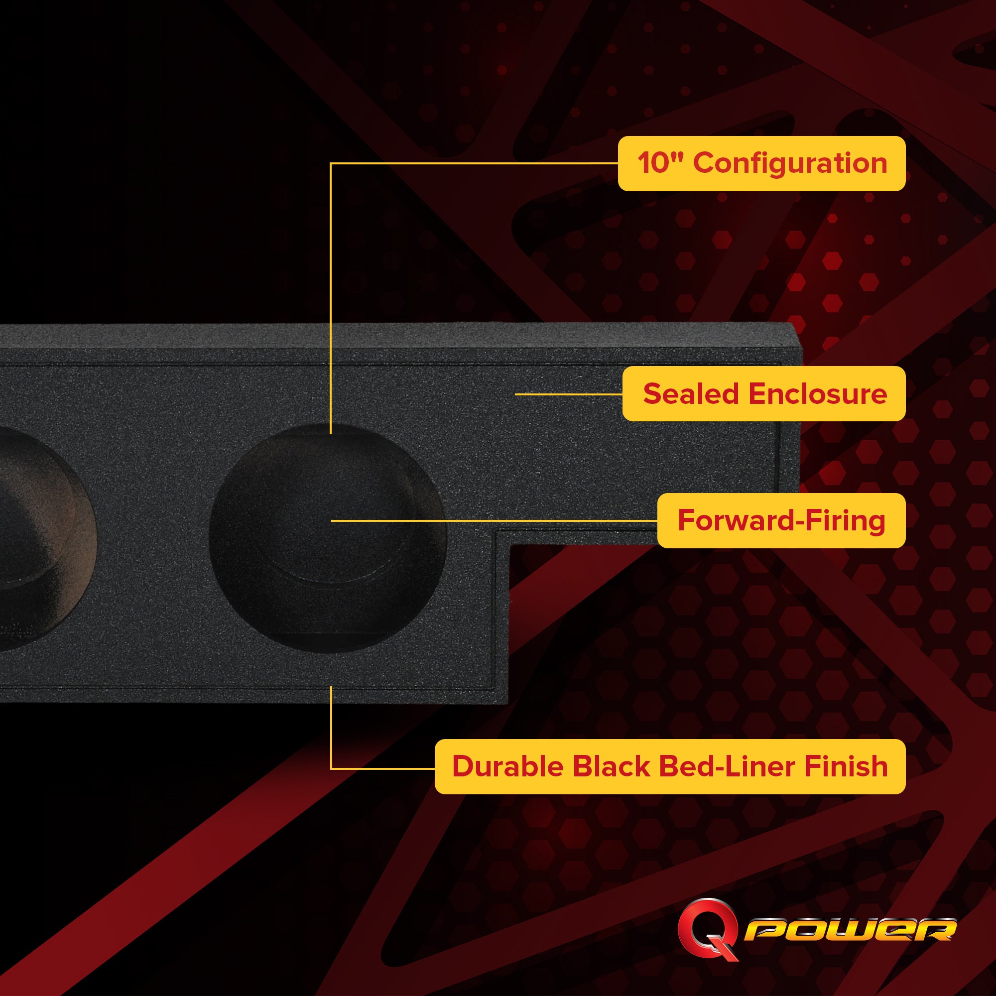 QPower Dual 10" Sub Box for Chevy Silverado 1500, GMC Sierra 1500 (Non-HD) 04-06 - VMInnovations