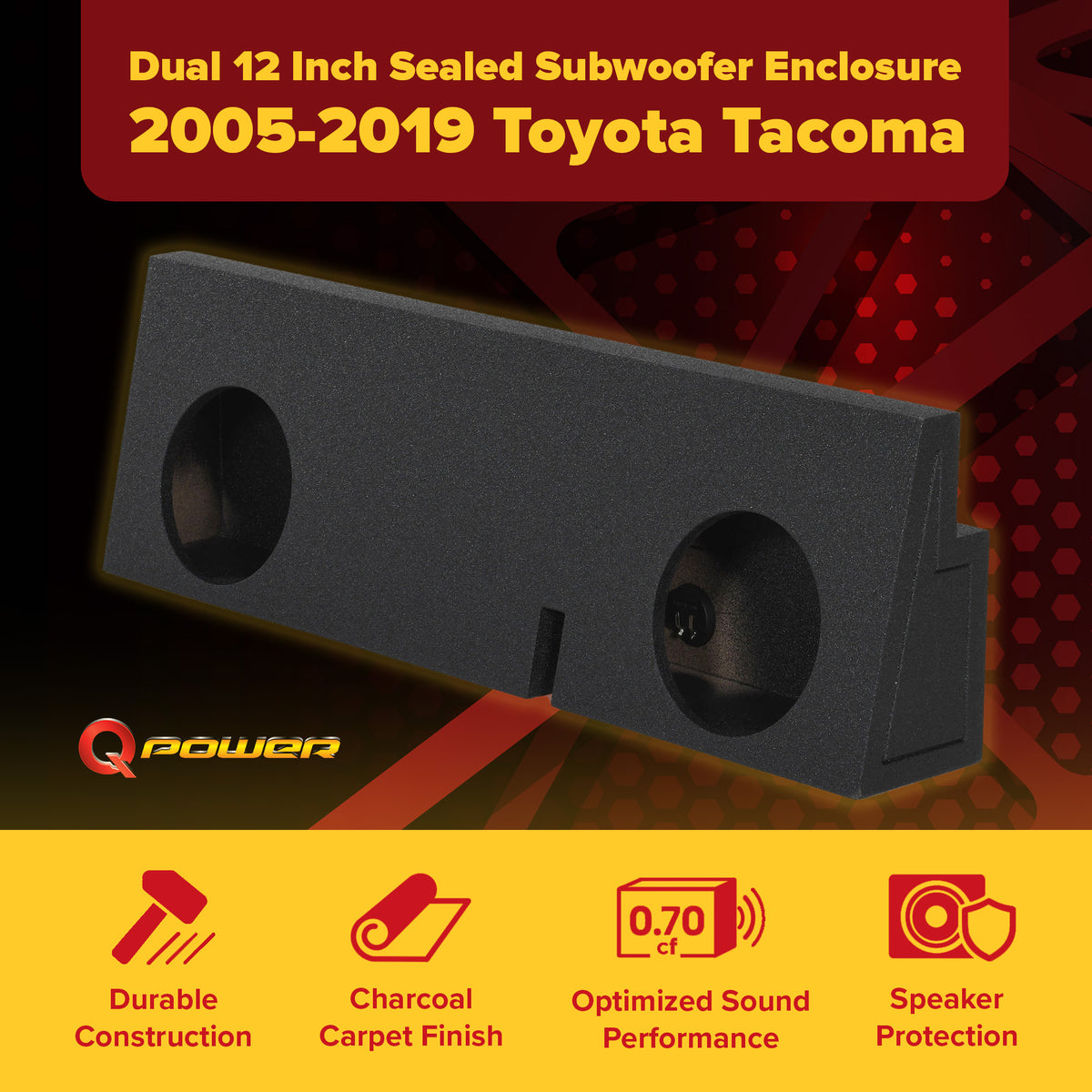 Rockville Dual 12' Sealed Subwoofer Box for 05-19 Toyota Tacoma (Open Box)