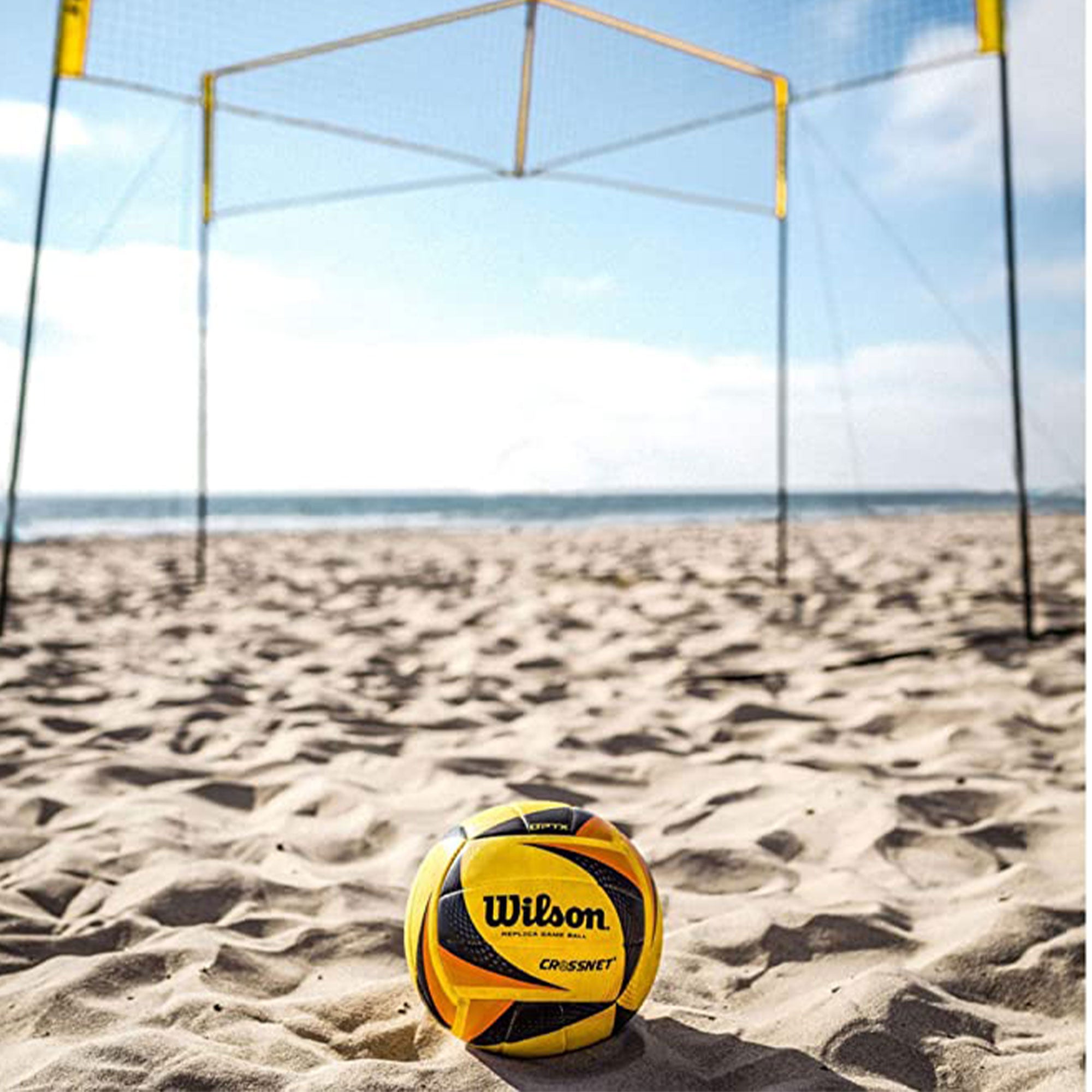 CROSSNET Four Square Volleyball Net Game Set & Wilson X OPTX Replica Volleyball