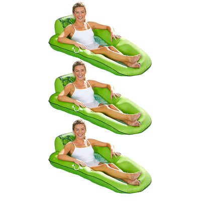 Aqua Leisure Luxury Water Recliner Pool Floats w/ Headrest, Lime Floral (3 Pack) - VMInnovations