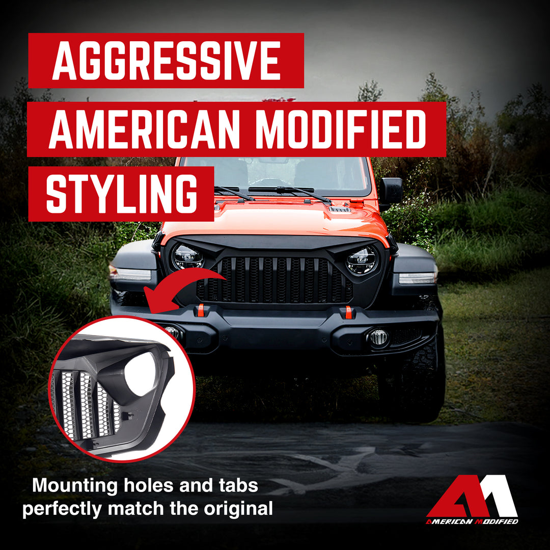 AMERICAN MODIFIED Vader Grille for 2018+ Jeep Wrangler JL & 2020+ Gladiator JT