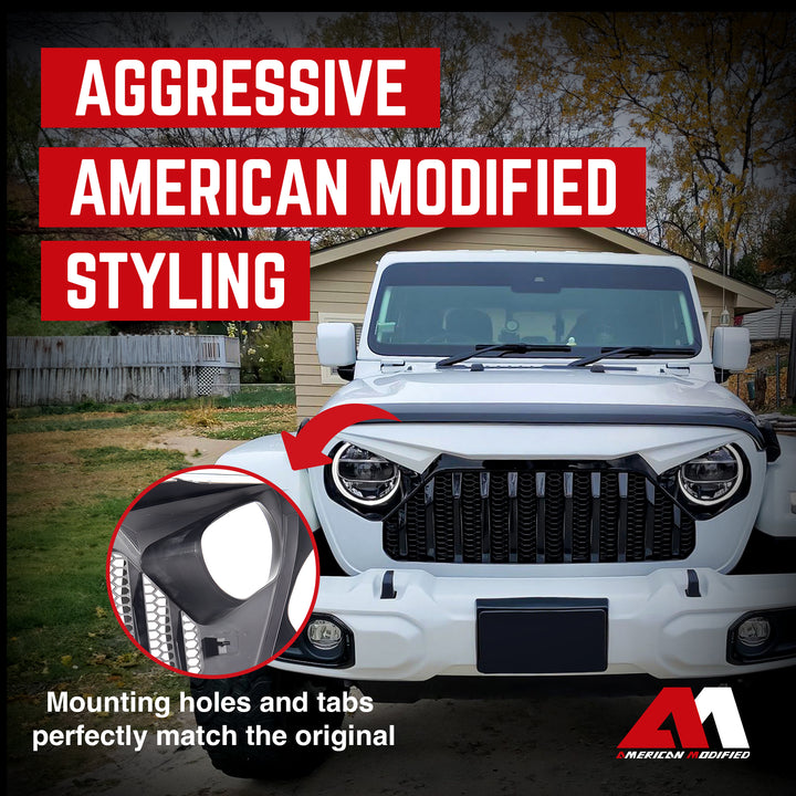 AMERICAN MODIFIED Front Mesh Grille for 2018+ Jeep Wrangler JL & Gladiator JT - VMInnovations