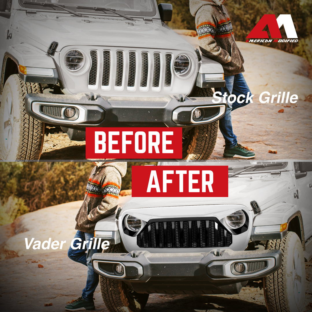 AMERICAN MODIFIED Front Mesh Grille for 2018+ Jeep Wrangler JL & Gladiator JT - VMInnovations