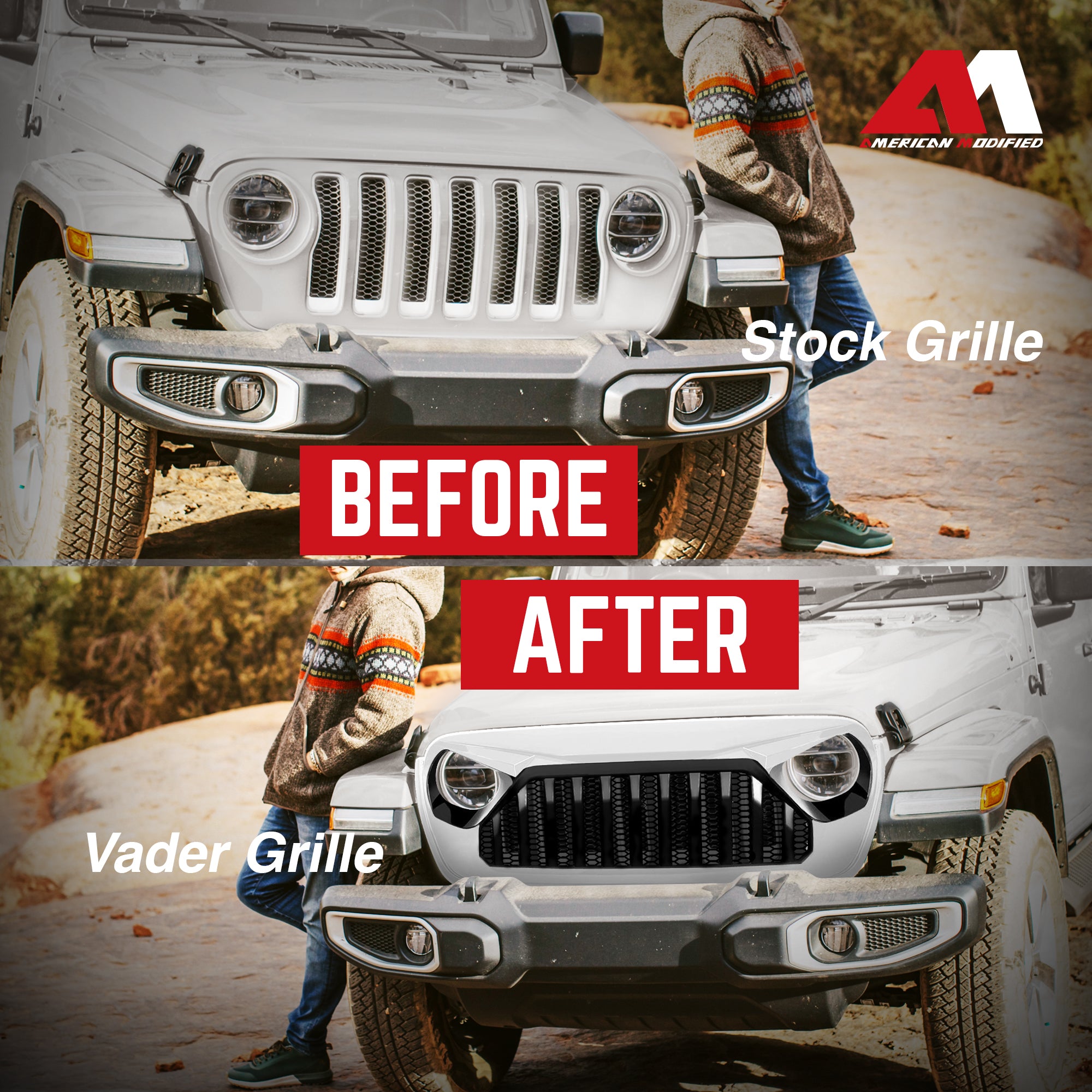 American Modified Vader Grille w/ Mesh for 2018-2022 Jeep Wrangler (Used) - VMInnovations