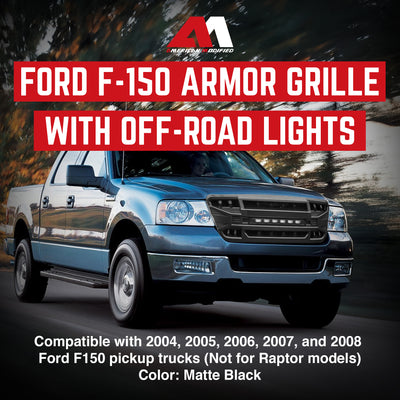 AMERICAN MODIFIED Armor Grille with Off Road Lights for 2004-2008 Ford F150 - VMInnovations
