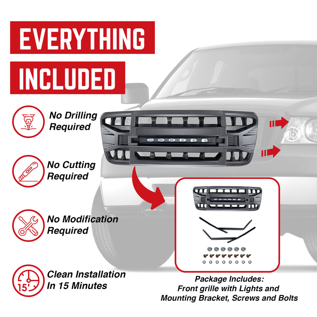 AMERICAN MODIFIED Armor Grille with Off Road Lights for 2004-2008 Ford F150