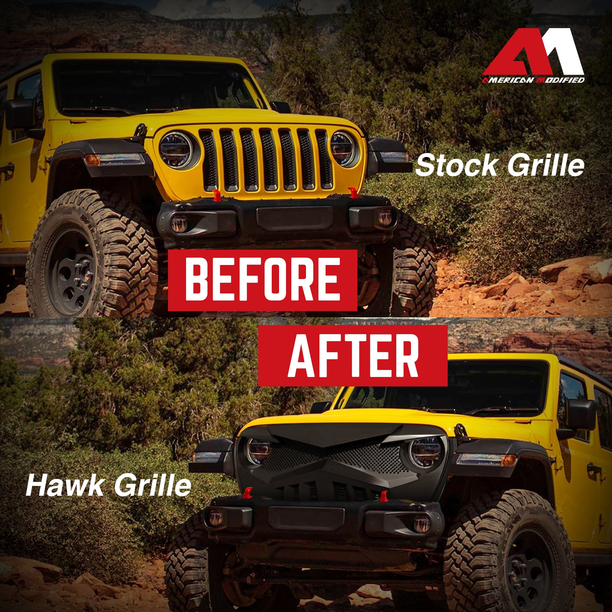 AMERICAN MODIFIED Front Hawke Grille compatible with Jeep Wrangler (Open Box) - VMInnovations