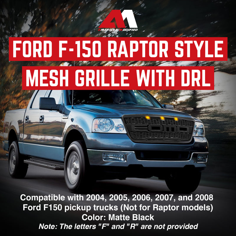 AMERICAN MODIFIED Grille w/LED Lights Compatible with Ford F-150 &