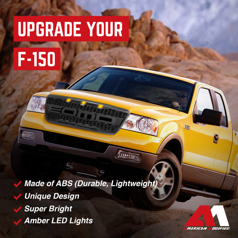 AMERICAN MODIFIED Grille w/LED Lights Compatible with Ford F-150 &