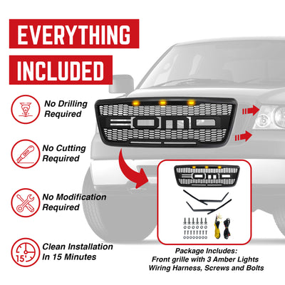 AMERICAN MODIFIED Raptor Grille w/LED Lights for 04-08 Ford F150(For Parts) - VMInnovations