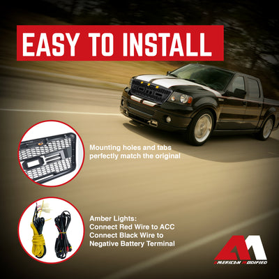 AMERICAN MODIFIED Raptor Grille w/LED Lights for 04-08 Ford F150(For Parts) - VMInnovations