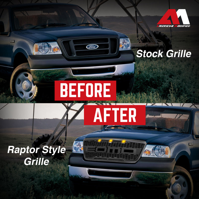 AMERICAN MODIFIED Grille w/LED Lights Compatible with Ford F-150 &