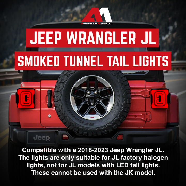 AM American Smoked Tunnel Tail Lights Compatible with Jeep Wrangler JL (Used)