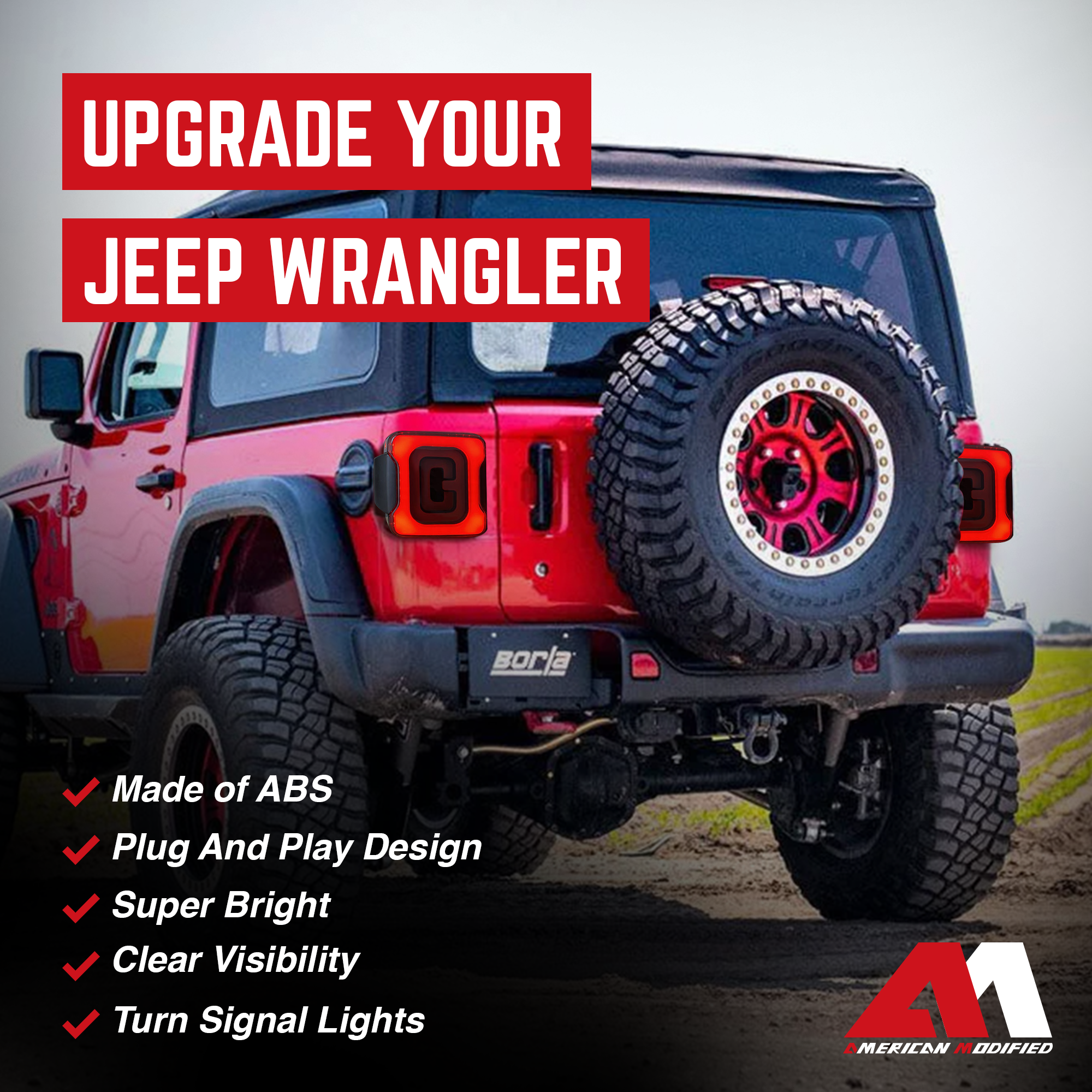 AMERICAN MODIFIED Tail Lights Compatible w/ 2018-2022 Wrangler JL (Open Box) - VMInnovations