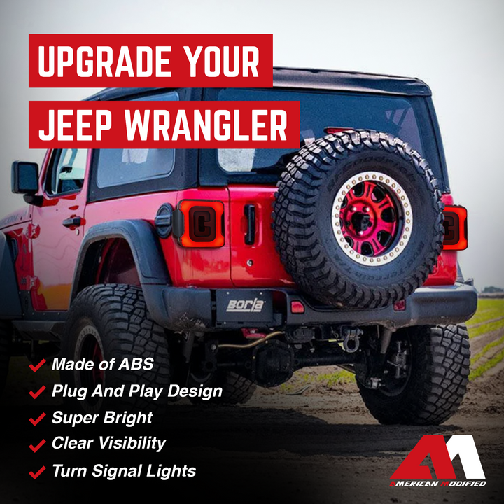 AMERICAN MODIFIED Smoked Tunnel Tail Lights Compatible w/ 2018-2023 Wrangler JL