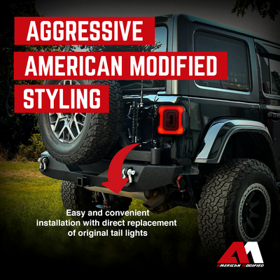 AM American Smoked Tunnel Tail Lights Compatible with Jeep Wrangler JL (Used) - VMInnovations