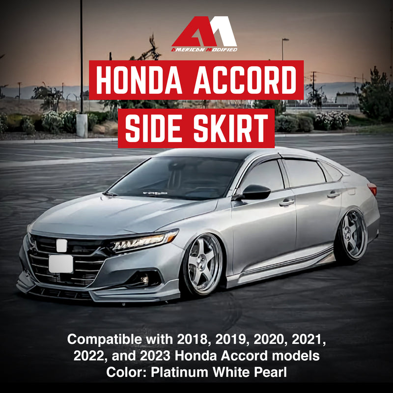 AMERICAN MODIFIED Stylish Side Skirts for 18-23 Honda Accord, White (Open Box)