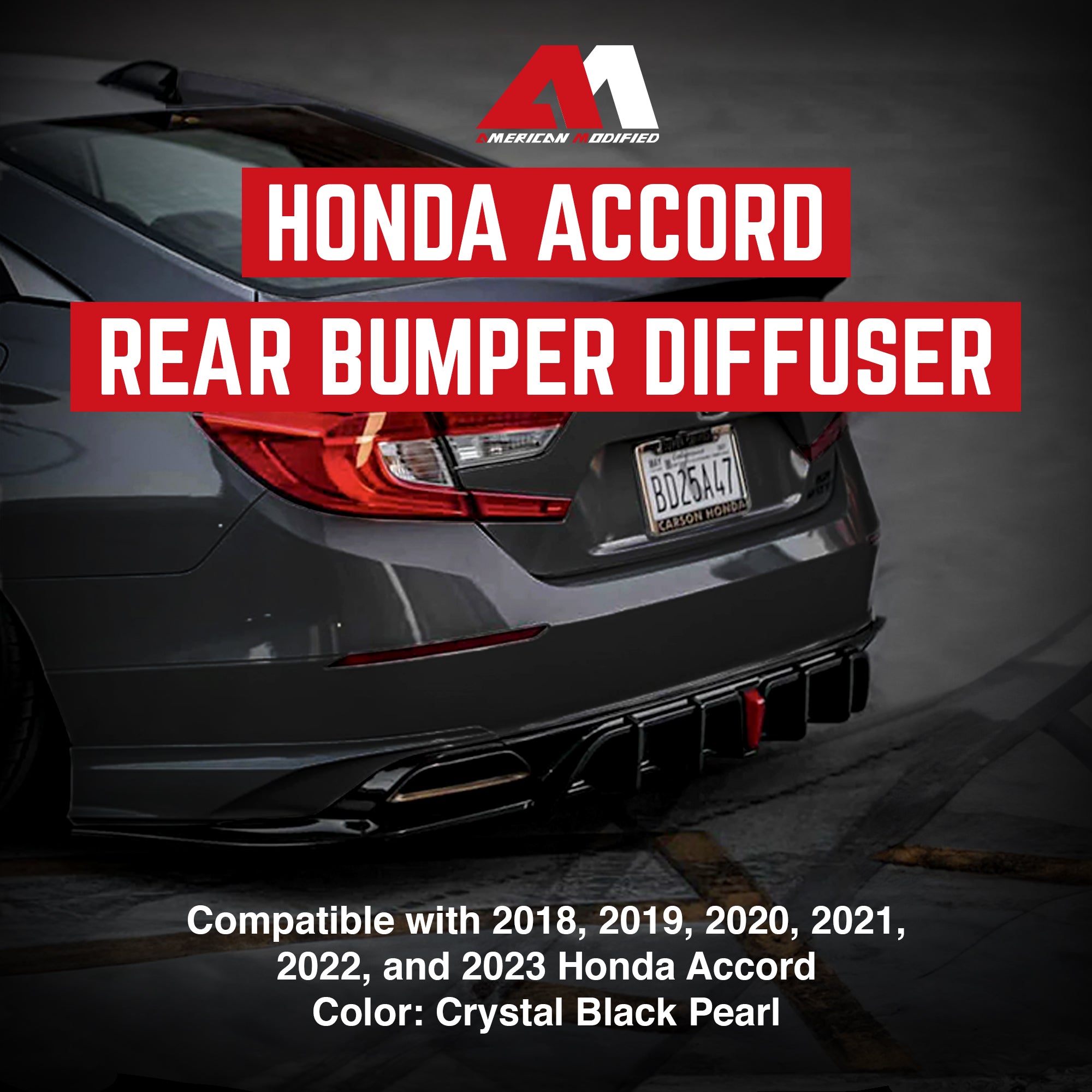 AMERICAN MODIFIED 18-23 Honda Accord Bumper Diffuser Lip w/LED Light,Black(Used) - VMInnovations