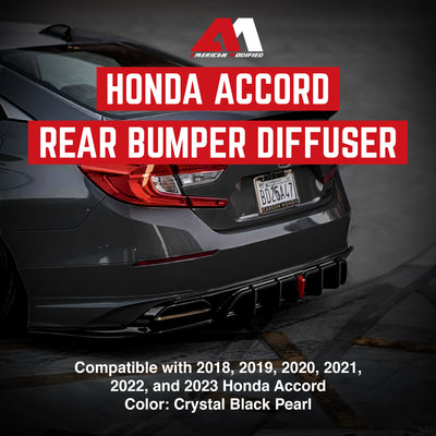 AMERICAN MODIFIED 18-23 Honda Accord Rear Bumper Diffuser Lip w/LED Light, Black - VMInnovations