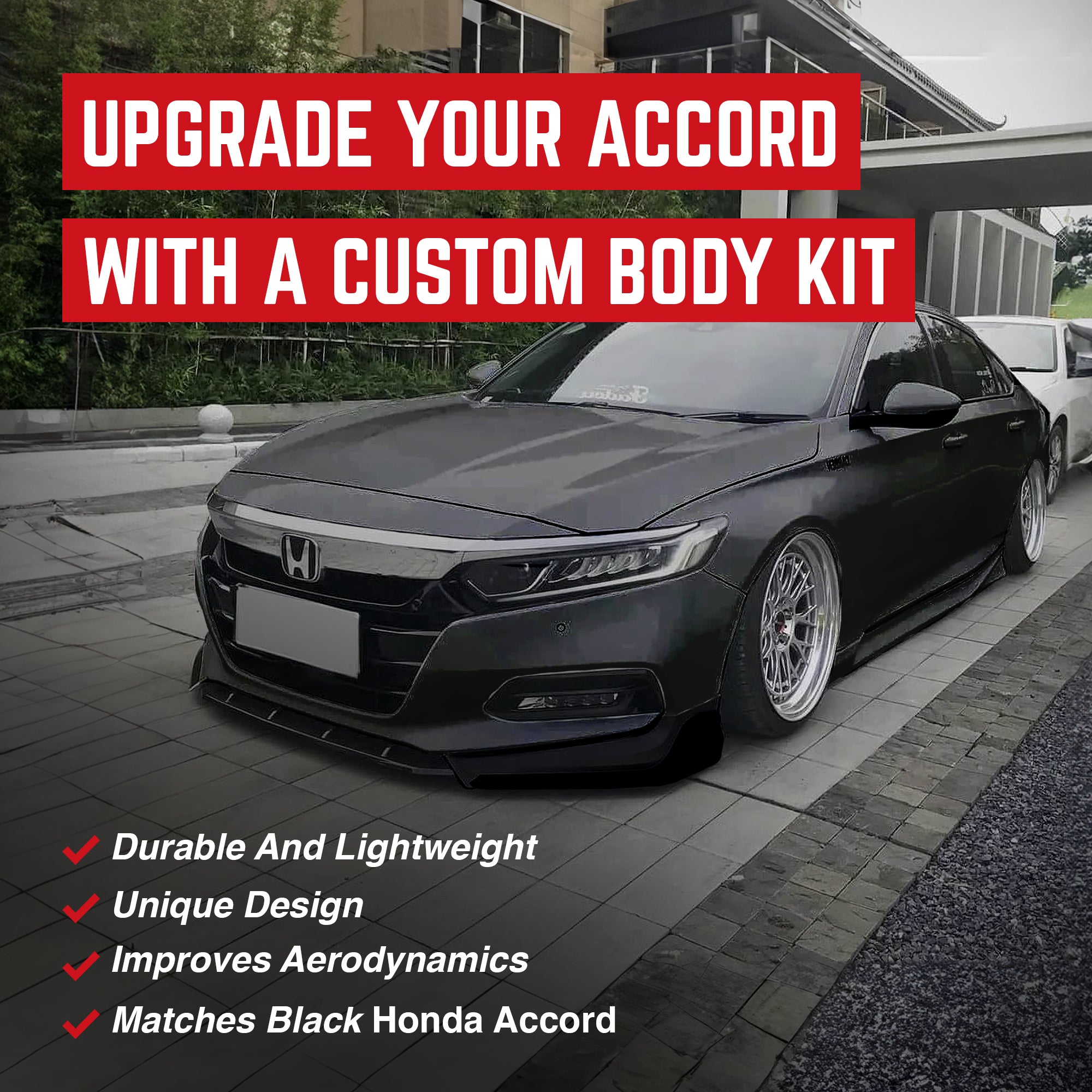 AMERICAN MODIFIED 18-20 Honda Accord Aerodynamic Front Spoiler, Black(For Parts) - VMInnovations