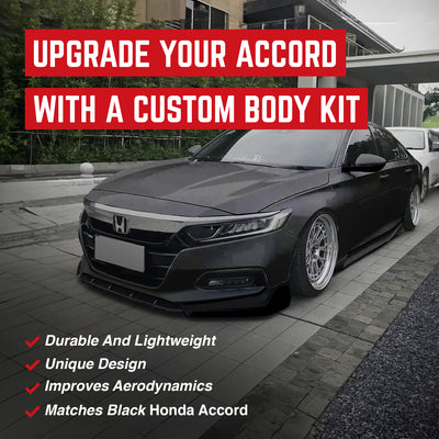 AMERICAN MODIFIED 18-20 Honda Accord Aerodynamic Front Spoiler, Black(For Parts) - VMInnovations