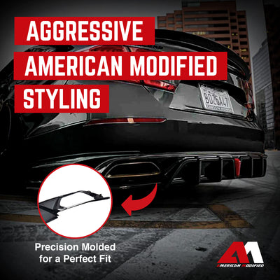 AMERICAN MODIFIED 18-23 Honda Accord Rear Bumper Diffuser Lip w/LED Light, Black - VMInnovations