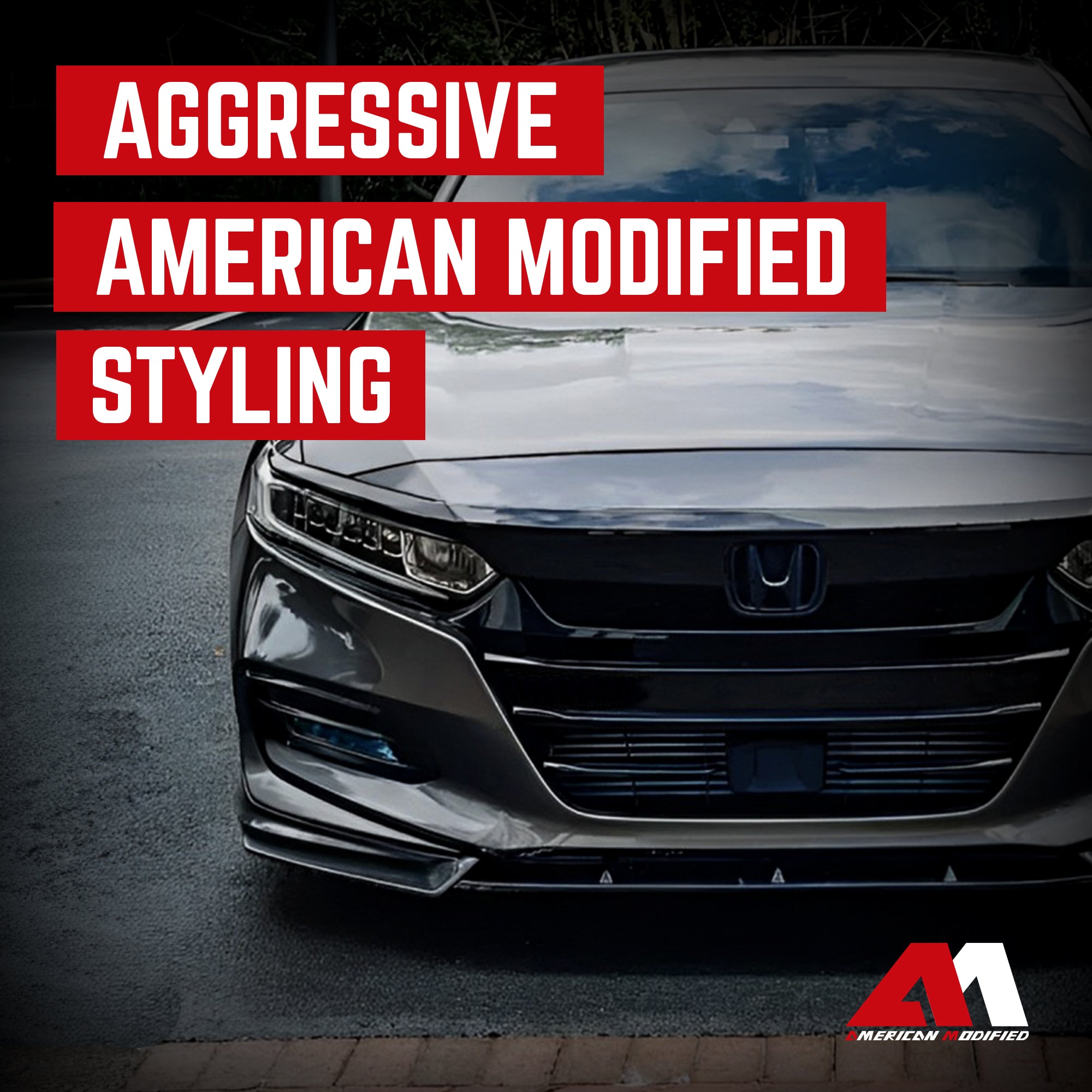 AMERICAN MODIFIED 2018 to 2020 Honda Accord Aerodynamic Front Lip Spoiler, Black - VMInnovations
