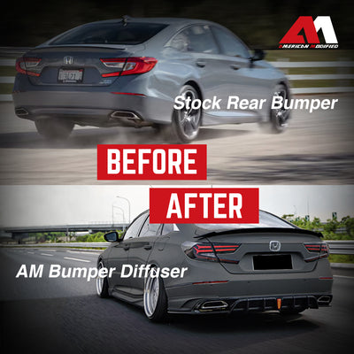 AMERICAN MODIFIED 18-23 Honda Accord Rear Bumper Diffuser Lip w/LED Light, Black - VMInnovations