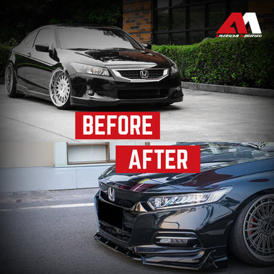 AMERICAN MODIFIED 2018 to 2020 Honda Accord Aerodynamic Front Lip Spoiler, Black - VMInnovations