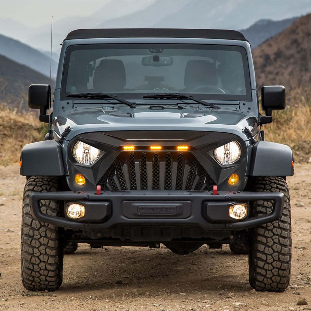 AMERICAN MODIFIED Front Goliath Grill Compatible w/ 2007-18 Jeep Wrangler JK