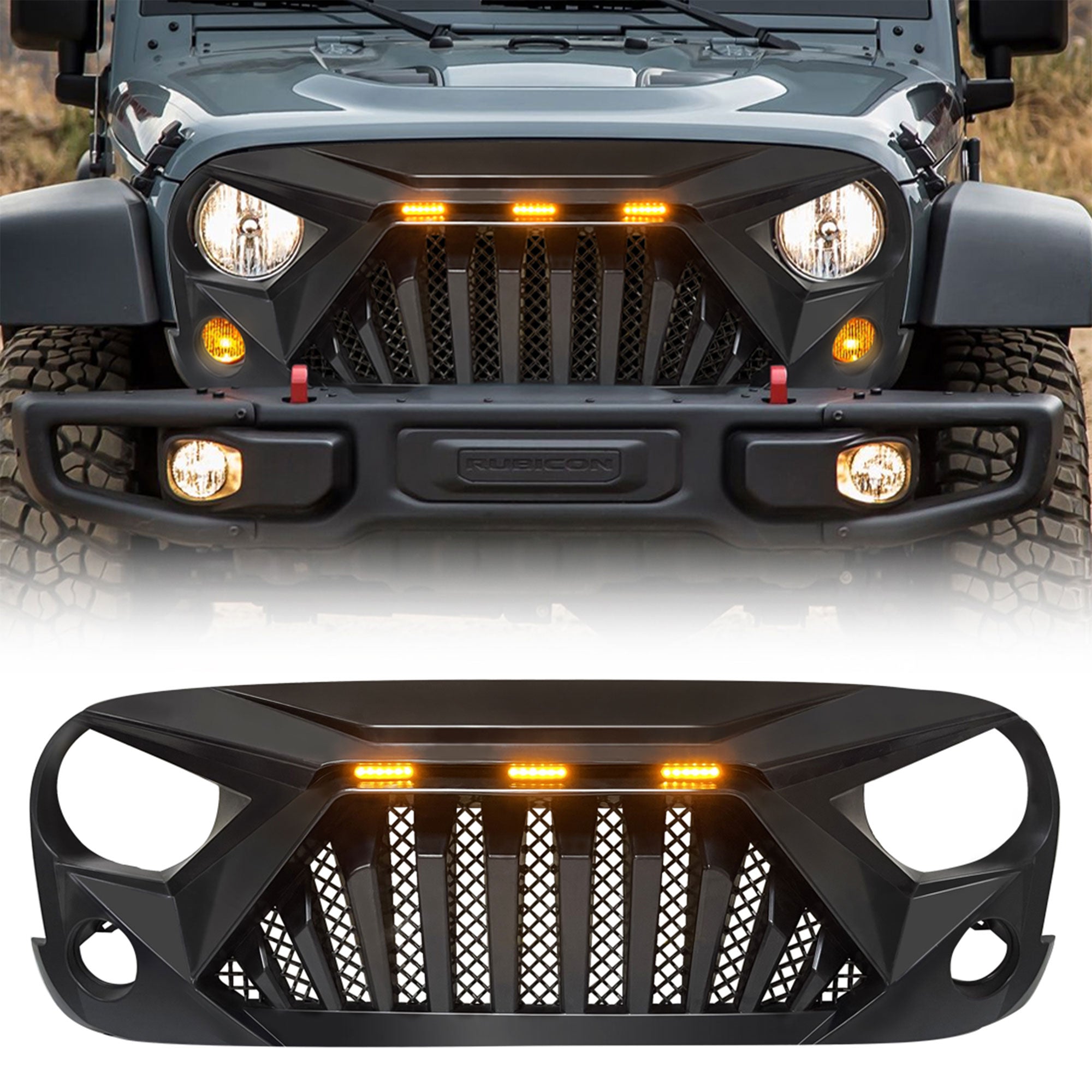 AMERICAN MODIFIED Goliath Grill Compatible w/ 2007-18 Jeep Wrangler JK (Damaged) - VMInnovations