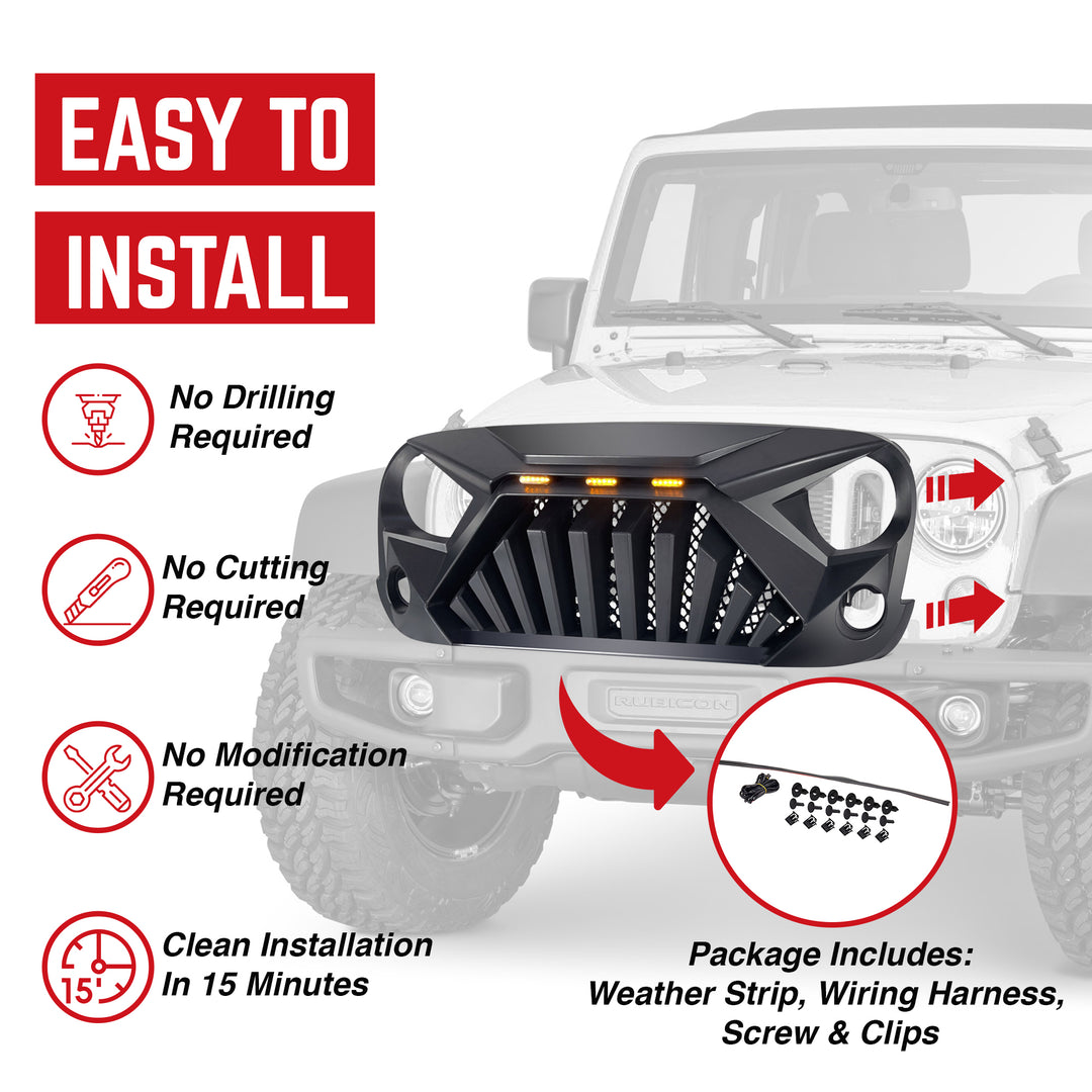 AMERICAN MODIFIED Goliath Grill Compatible w/ 07-18 Jeep Wrangler JK (Open Box) - VMInnovations