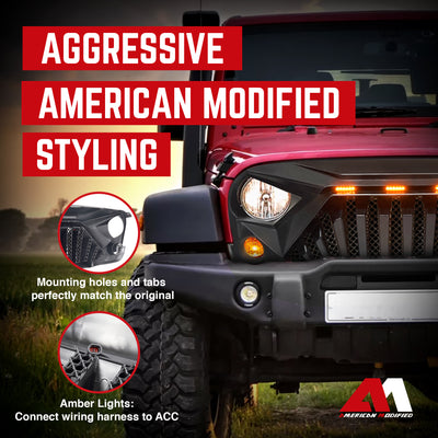 AM American Modified Front Goliath Grill Compatible w/ 2007-18 Wrangler (Used) - VMInnovations