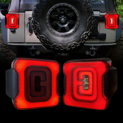 AMERICAN MODIFIED Smoked Tail Lights Compatible with 07-18 Jeep Wrangler JK/JKU