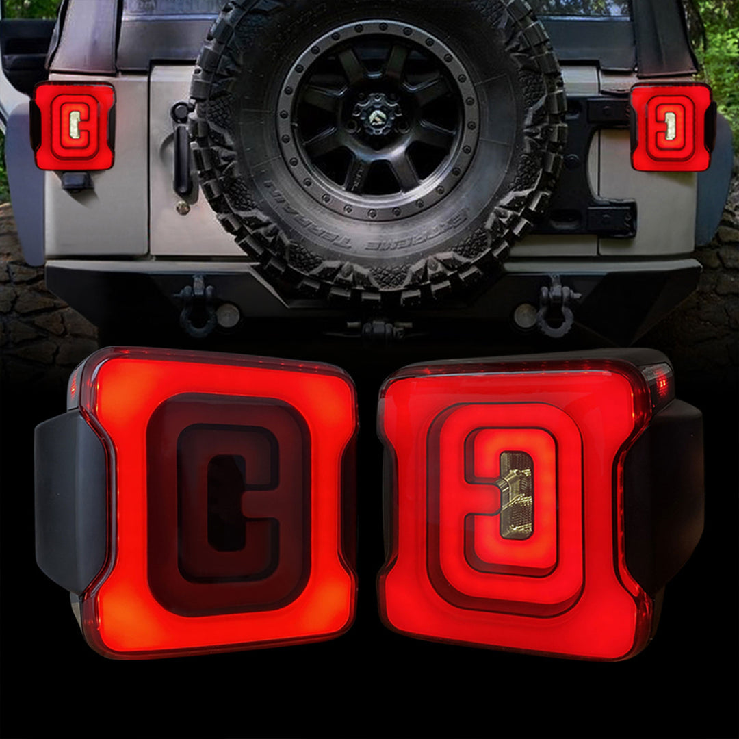 AMERICAN MODIFIED Tail Lights Compatible w/07-18 Jeep Wrangler JK/JKU (Open Box)